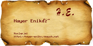 Hayer Enikő névjegykártya